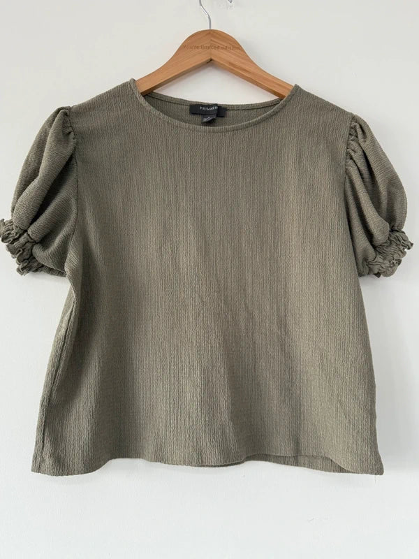Primark Khaki Green Top Size Medium 12/14, preloved
