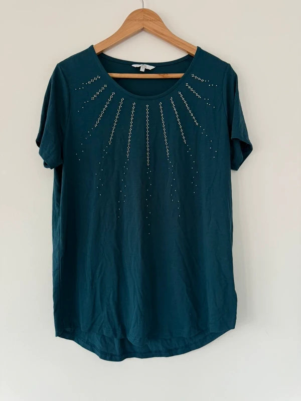Next Dark Green Diamnte Top, preloved