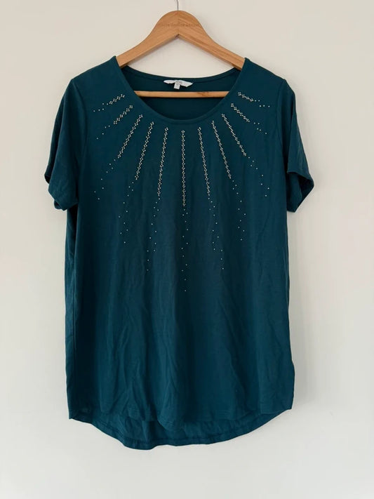 Next Dark Green Diamnte Top, preloved