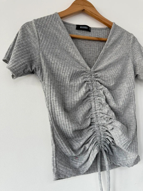 Missguided Grey Ruched Top, photo 2 of 3