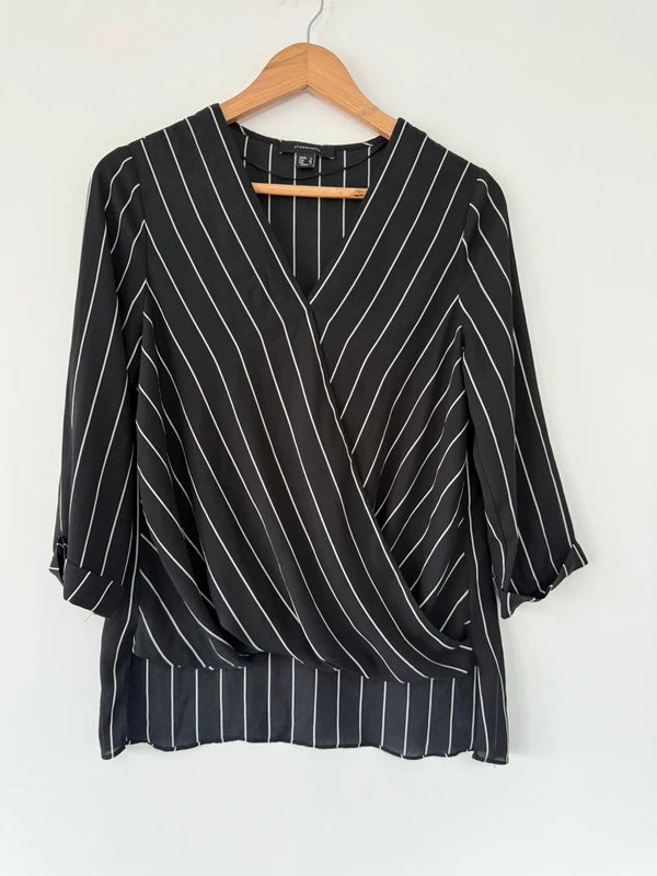 Atmosphere Black Striped Shirt, preloved