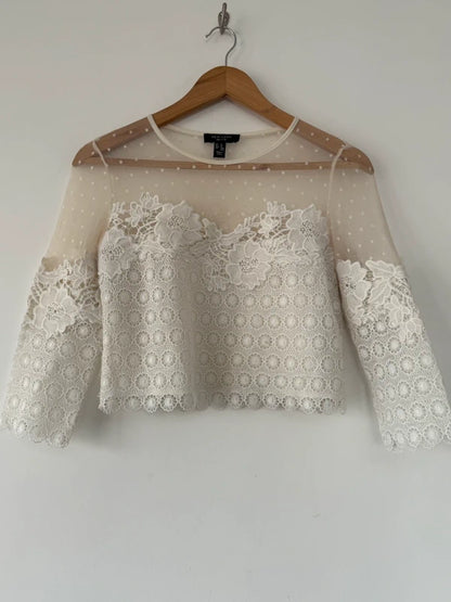 New Look Cream Lace Top Size 8 Petite, preloved