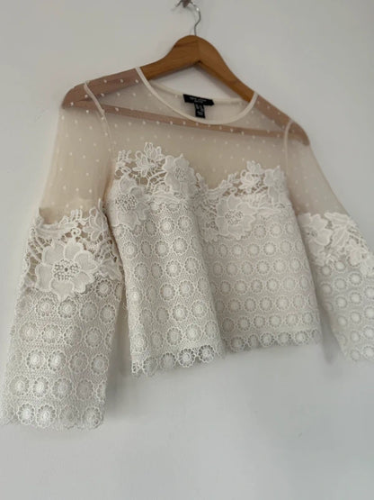 New Look Cream Lace Top Size 8 Petite, photo 2 of 4