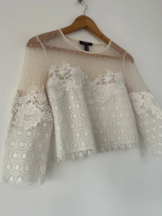 New Look Cream Lace Top Size 8 Petite, photo 2 of 4