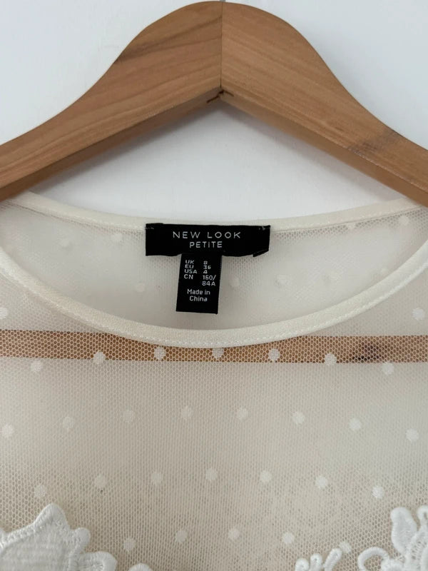 New Look Cream Lace Top Size 8 Petite, photo 3 of 4