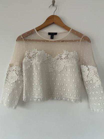 New Look Cream Lace Top Size 8 Petite, photo 4 of 4