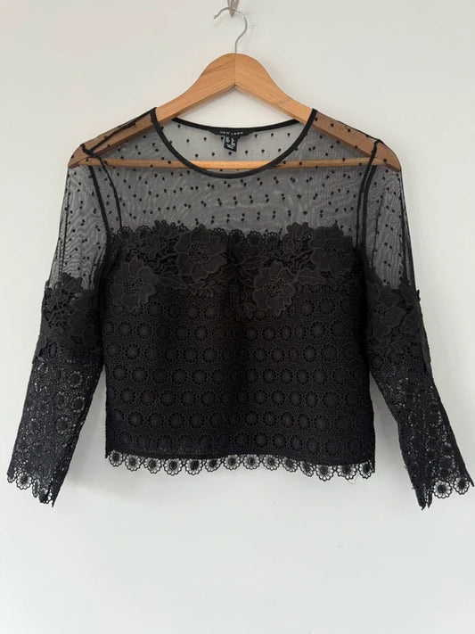 New Look Black Lace Top, preloved