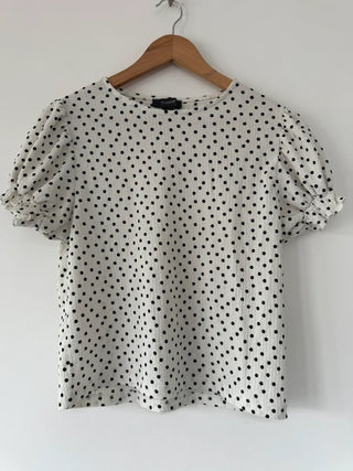 Primark Cream Polka Dot Top Size Medium 12/14, preloved
