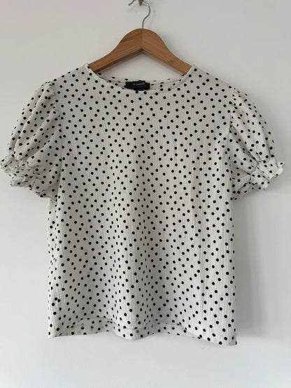 Primark Cream Polka Dot Top Size Medium 12/14, preloved