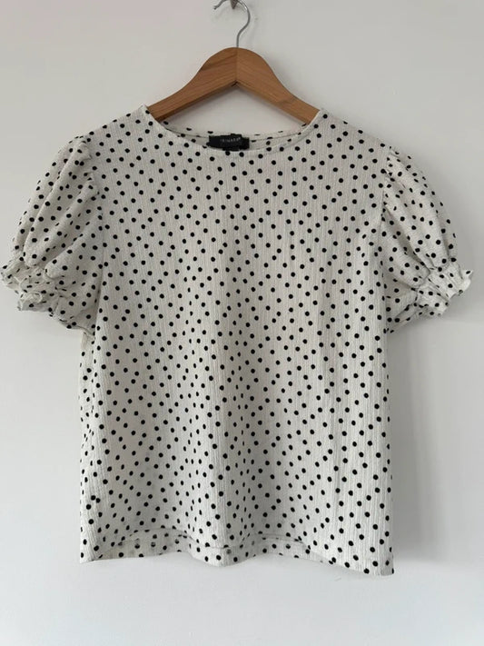 Primark Cream Polka Dot Top Size Medium 12/14, preloved