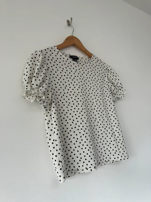 Primark Cream Polka Dot Top Size Medium 12/14, photo 3 of 3