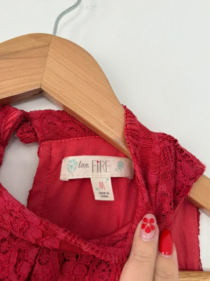 Love Fire Red Lace High Neck Top, photo 3 of 5
