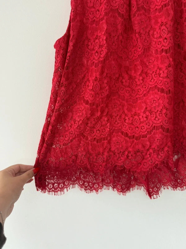 Love Fire Red Lace High Neck Top, photo 4 of 5