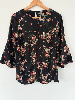 Phase Eight Black Floral Blouse, preloved