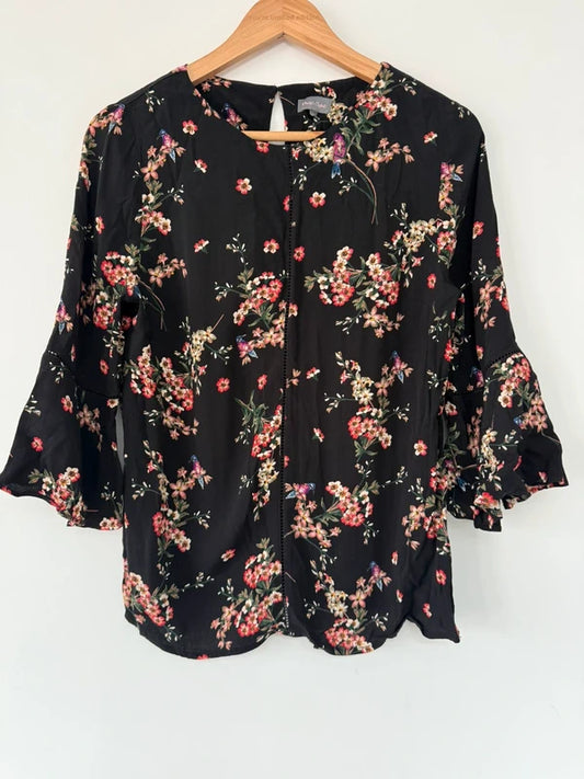 Phase Eight Black Floral Blouse, preloved