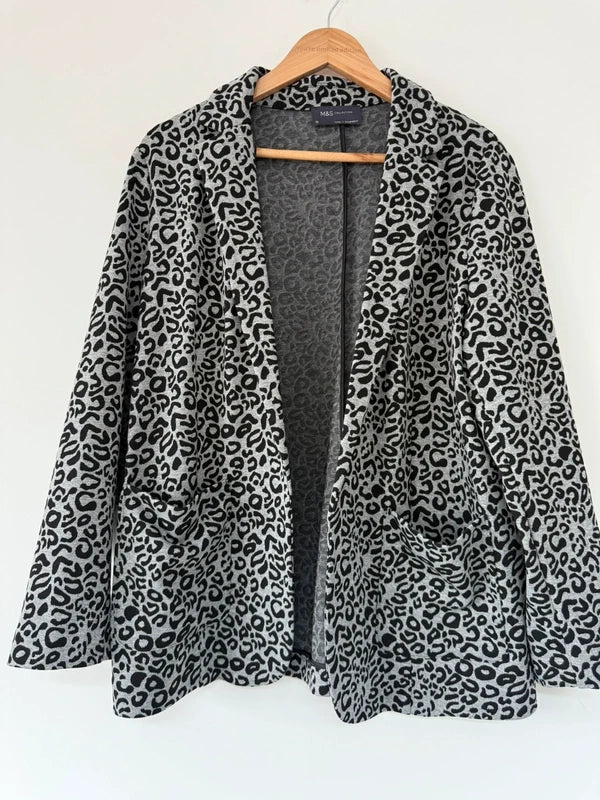 M&S Grey Leopard Print Blazer, preloved