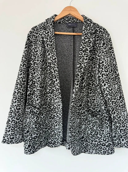 M&S Grey Leopard Print Blazer, preloved