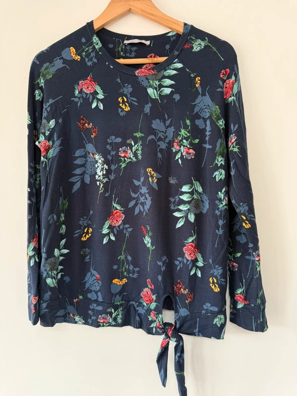 Per Una Navy Floral Long Sleeve Top, photo 2 of 4