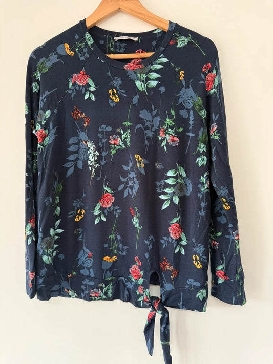 Per Una Navy Floral Long Sleeve Top, photo 2 of 4