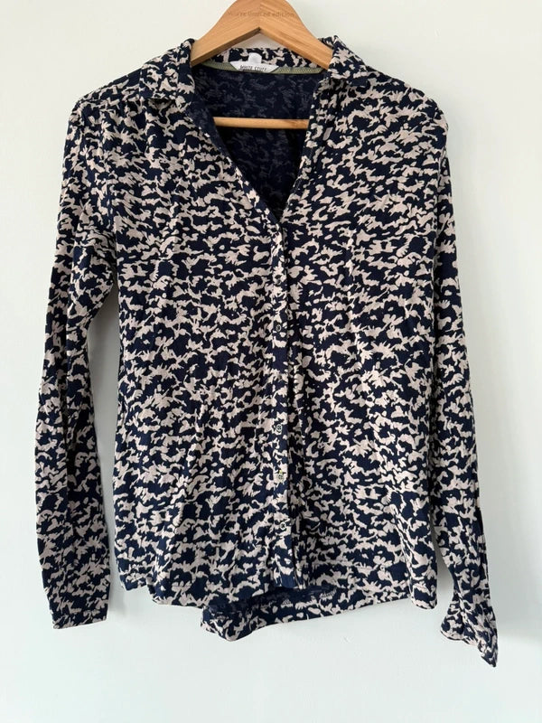 White Stuff Navy and Beige Patterned Shirt, preloved