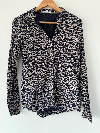 White Stuff Navy and Beige Patterned Shirt, preloved
