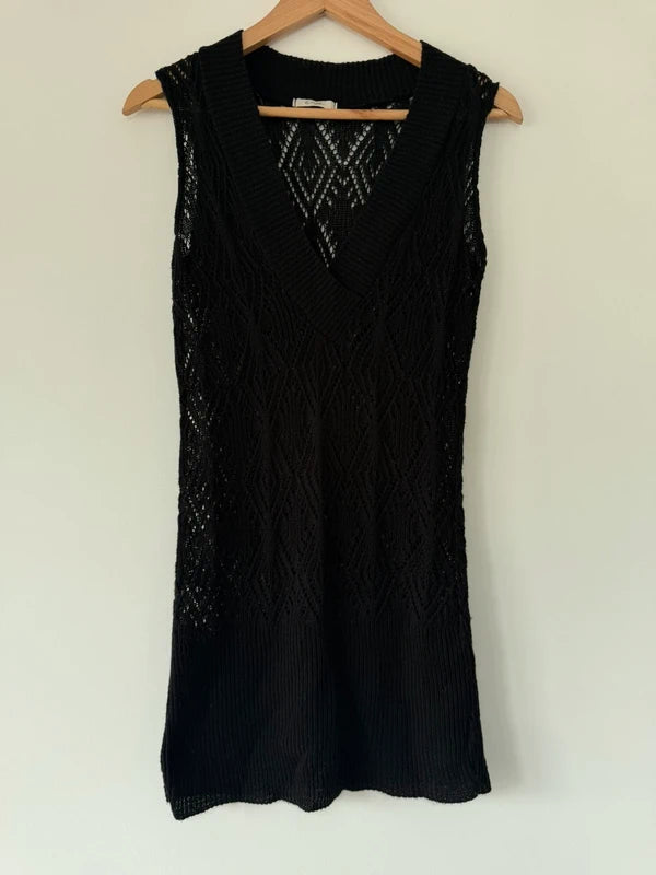 Evie Y2K Crochet Black Style Knitted Dress, preloved