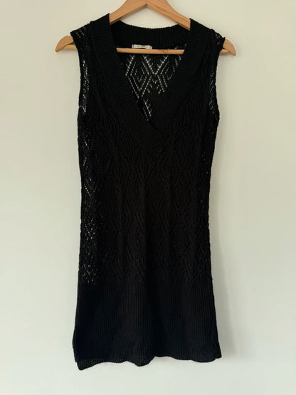 Evie Y2K Crochet Black Style Knitted Dress, preloved