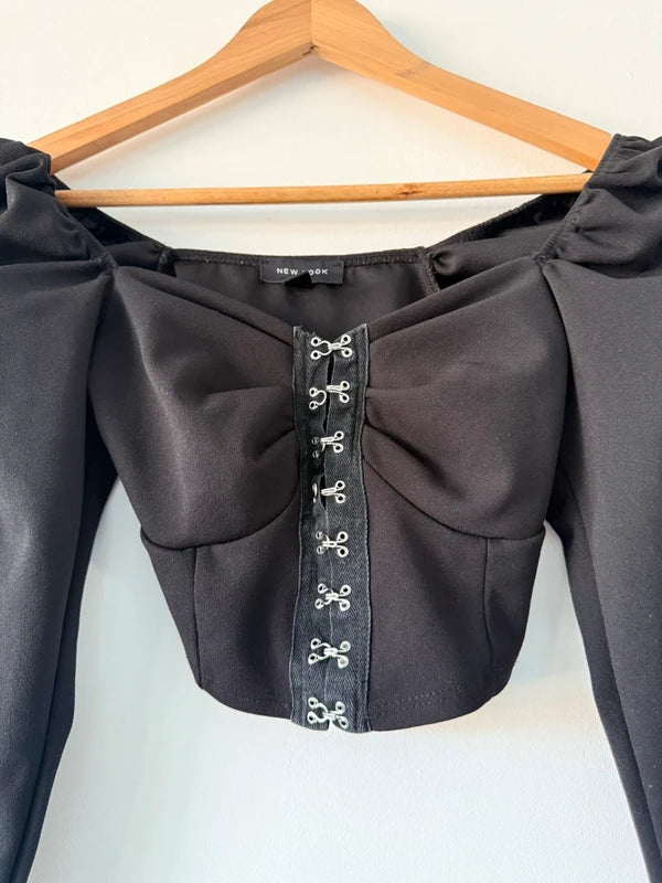 New Look Black Cropped Long Sleeve Top, photo 3 of 4