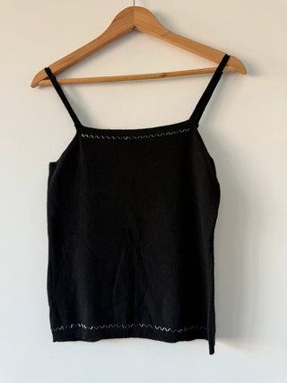 Soon Knitted Black Vest Beaded Cami Top, preloved