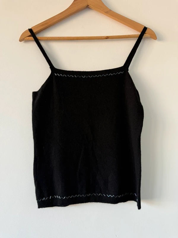 Soon Knitted Black Vest Beaded Cami Top, photo 2 of 5