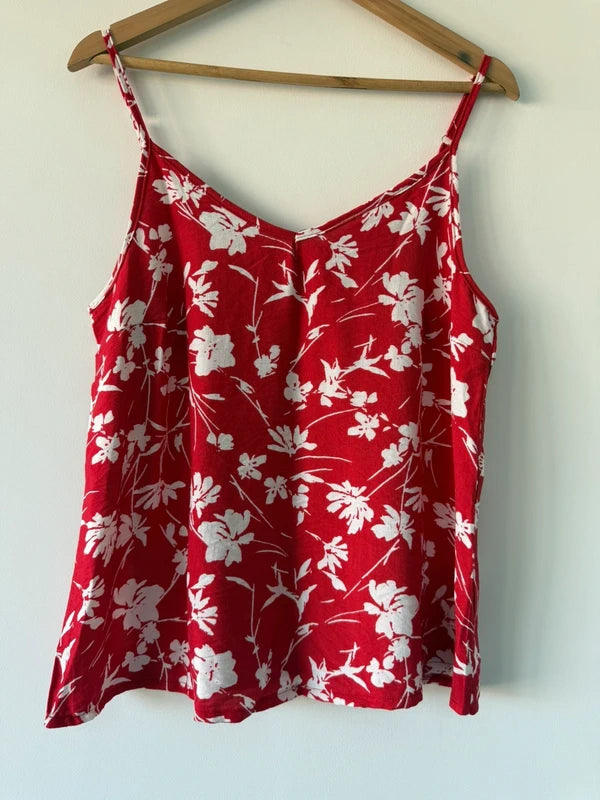 Real Women Red Floral Cami Top, preloved
