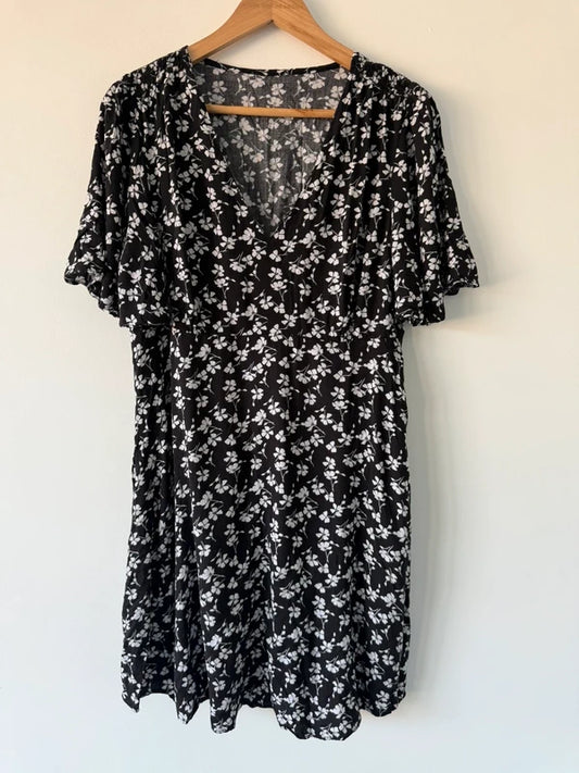 Matalan Black Floral Dress, preloved