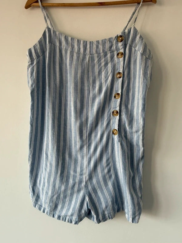 Primark Blue Striped Button Playsuit, photo 2 of 4