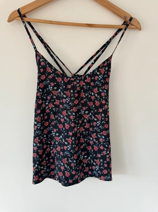 Hollister Navy Floral Cross Strap Cami Top, preloved