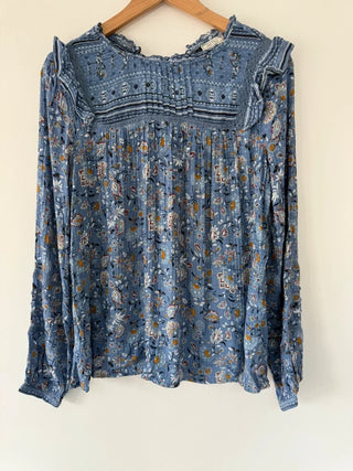 Fat Face Patterned Blue Blouse, preloved