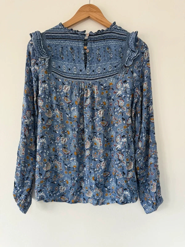 Fat Face Patterned Blue Blouse, photo 3 of 5