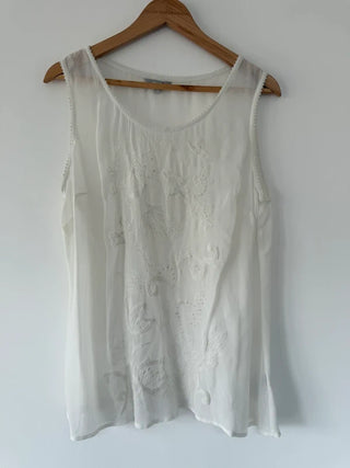 Vintage Per Una Cream Sheer Floral Blouse, preloved