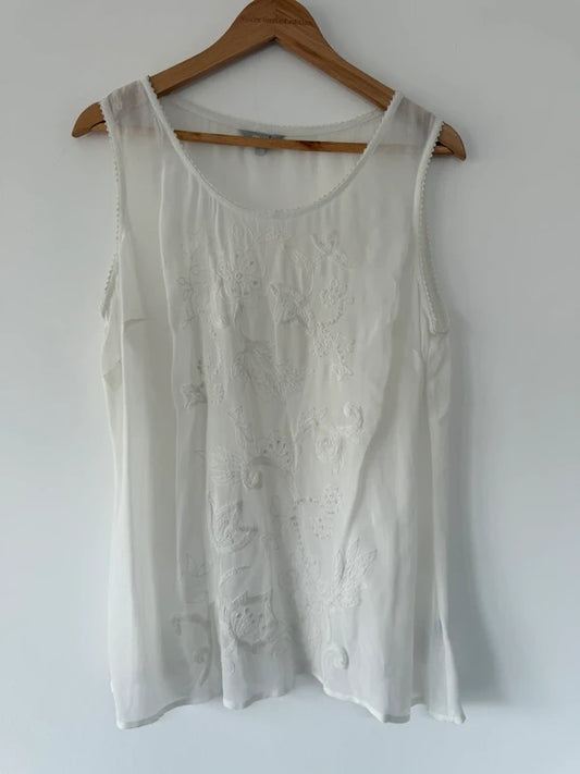 Vintage Per Una Cream Sheer Floral Blouse, preloved