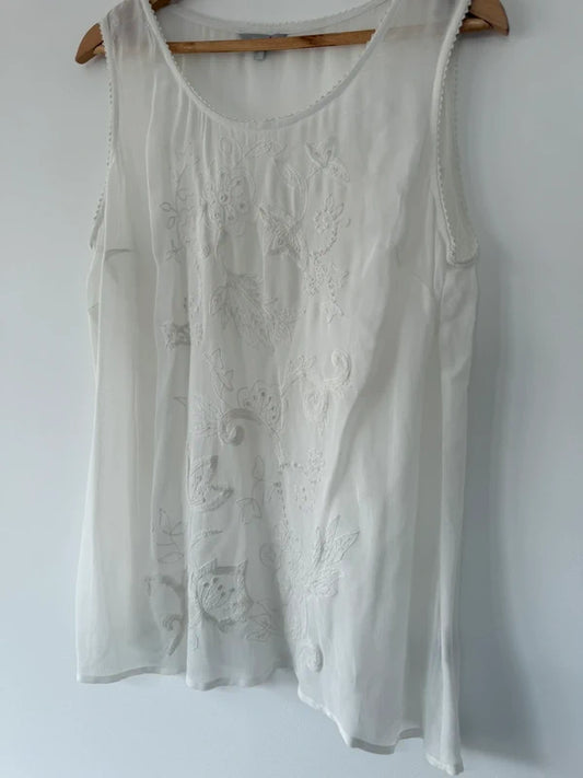 Vintage Per Una Cream Sheer Floral Blouse, photo 2 of 4