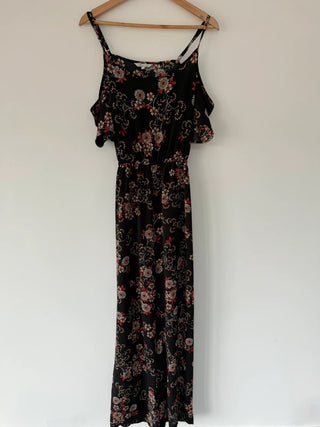 Peacocks Black and Floral Jumpsuit, preloved
