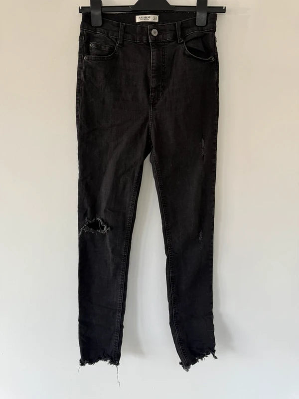 Pull and Bear Ripped Black Jeans Size EUR 38, preloved
