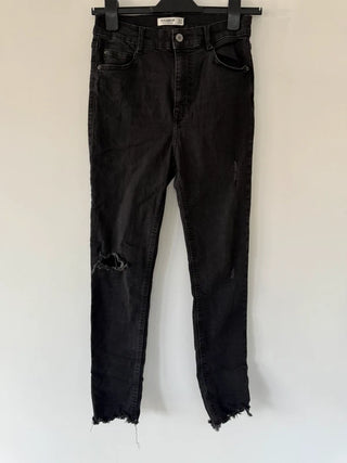 Pull and Bear Ripped Black Jeans Size EUR 38, preloved