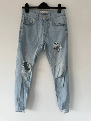 Zara Light Blue Ripped Jeans Size EUR 38, preloved