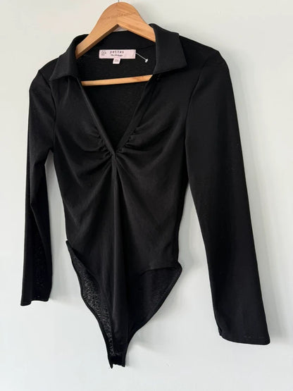 Miss Selfridge Black Collar Body Suit Size 12 Petite, photo 2 of 3