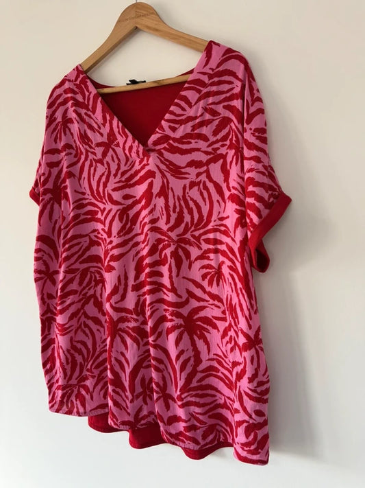 JD Williams Pink and Red Print Top, photo 2 of 4
