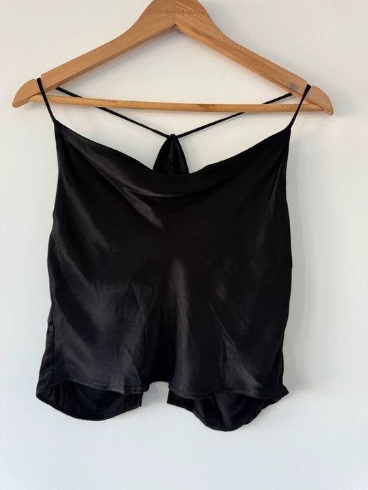 Zara Black Silky Crop Top, preloved