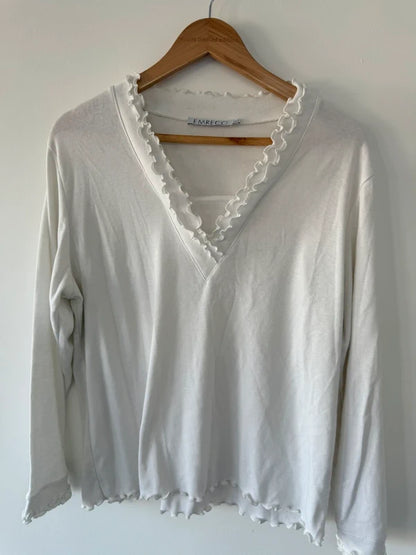 Emerco Vintage Style White Frilly Top, preloved