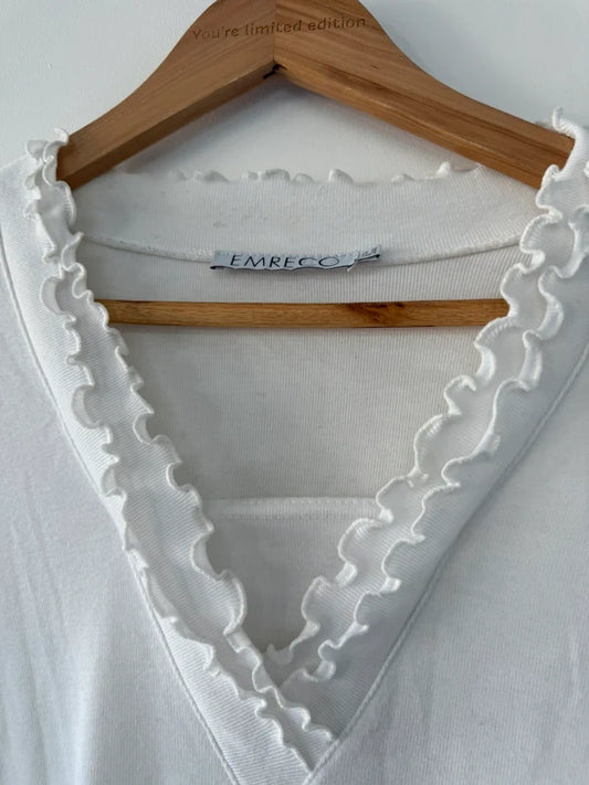 Emerco Vintage Style White Frilly Top, photo 2 of 4