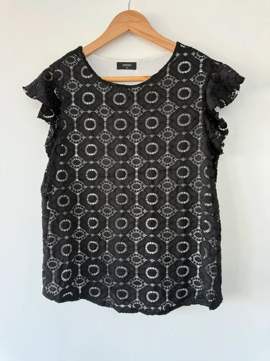 Papaya Black Lace Detail Top, preloved