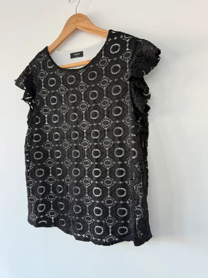 Papaya Black Lace Detail Top, photo 2 of 3